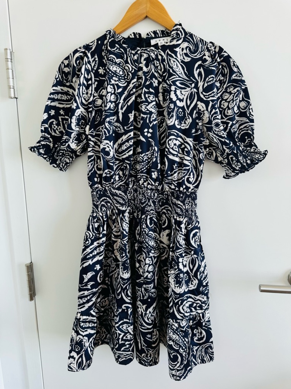 THML wear once - Navy and White Paisley Mini Dress